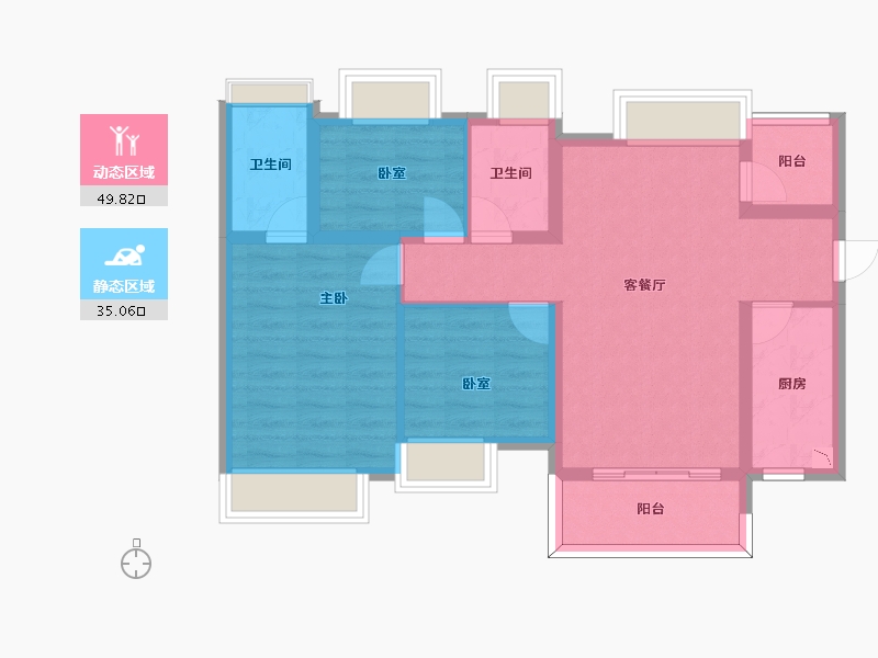 四川省-南充市-中南尚景阅住宅-74.94-户型库-动静分区