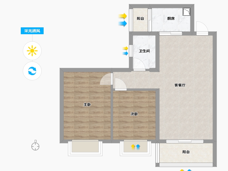 广西壮族自治区-钦州市-巨龙如意城-65.70-户型库-采光通风