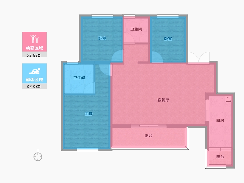 四川省-南充市-金科集美嘉悦-80.76-户型库-动静分区