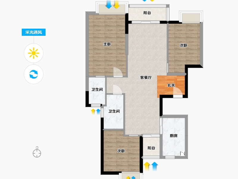 广东省-中山市-时代云来-89.32-户型库-采光通风