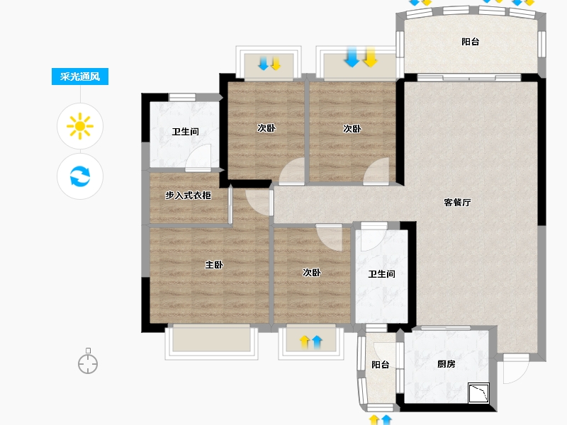 四川省-德阳市-恒大翡翠湾-97.79-户型库-采光通风