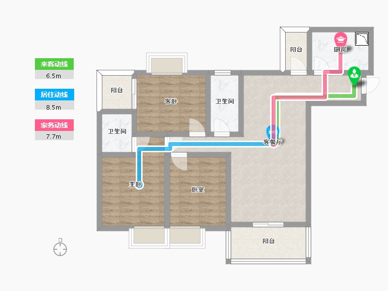 四川省-南充市-芸凌龙桥金岸-83.80-户型库-动静线