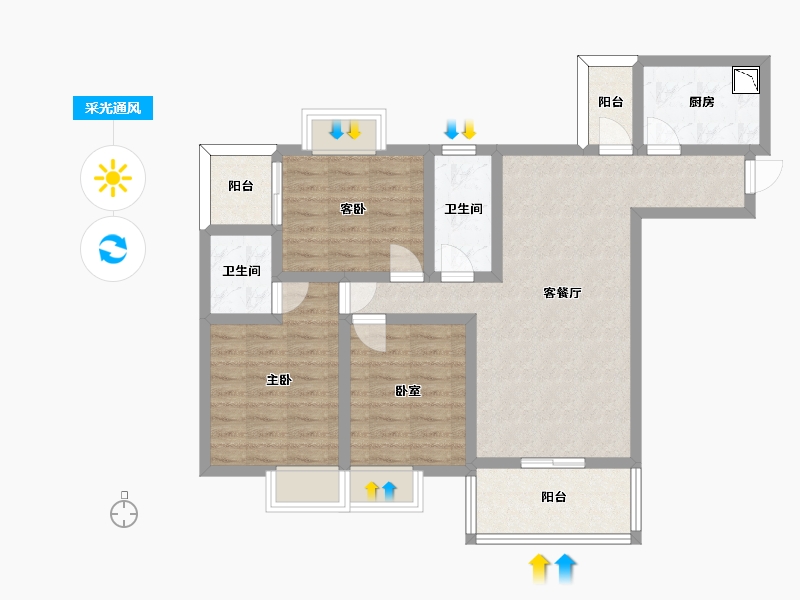 四川省-南充市-芸凌龙桥金岸-83.80-户型库-采光通风