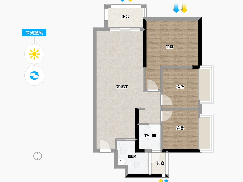 广西壮族自治区-南宁市-中房翡翠时光-71.35-户型库-采光通风