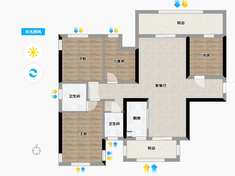 广西壮族自治区-南宁市-天健和府-97.17-户型库-采光通风