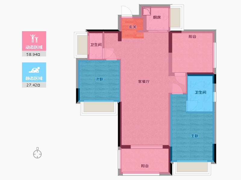 广东省-中山市-远洋繁花里-76.76-户型库-动静分区