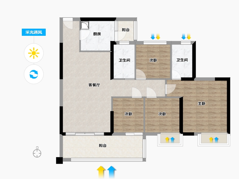 广东省-中山市-怡景湾-98.87-户型库-采光通风