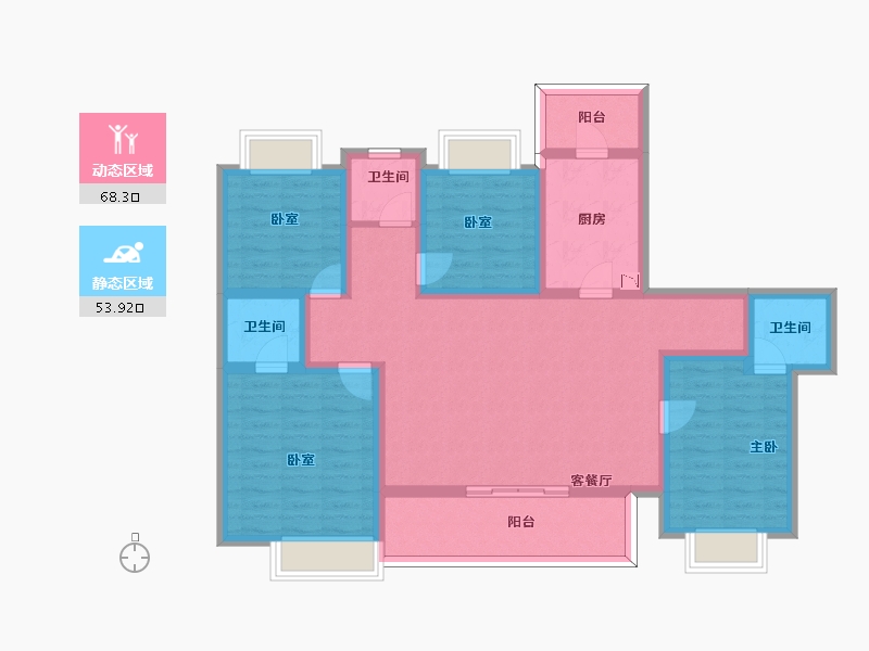 四川省-泸州市-佳乐世纪城蓝博湾-107.46-户型库-动静分区