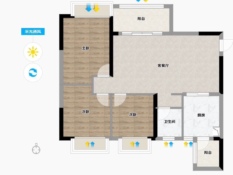 四川省-德阳市-恒大翡翠湾-76.91-户型库-采光通风