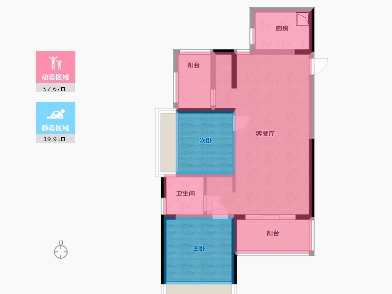 广东省-中山市-卓越海畔山-68.00-户型库-动静分区