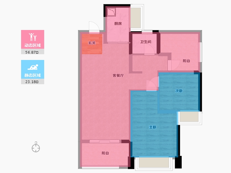 广东省-中山市-远洋繁花里-70.40-户型库-动静分区