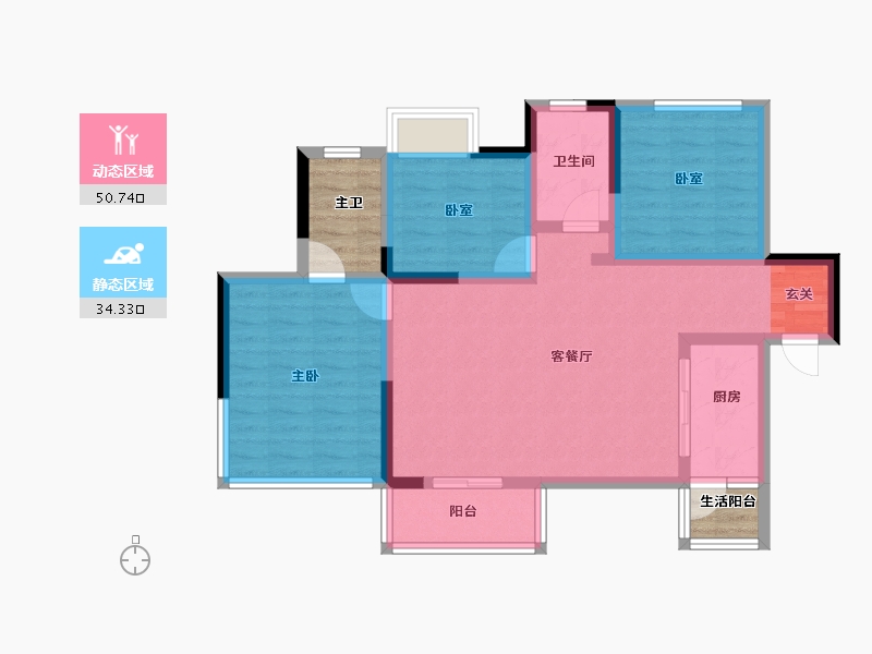 四川省-绵阳市-置信丽都花园城-80.99-户型库-动静分区