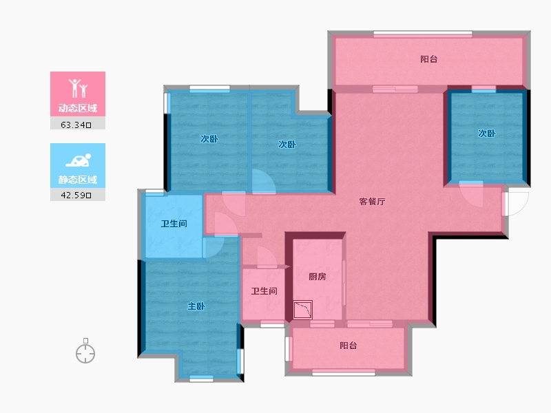 广西壮族自治区-南宁市-天健和府-93.25-户型库-动静分区