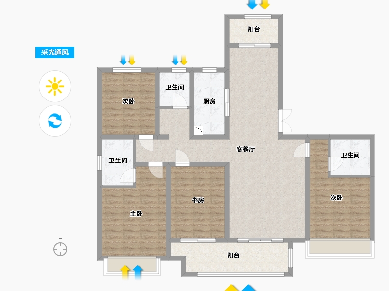 河南省-新乡市-建业世和府-127.01-户型库-采光通风