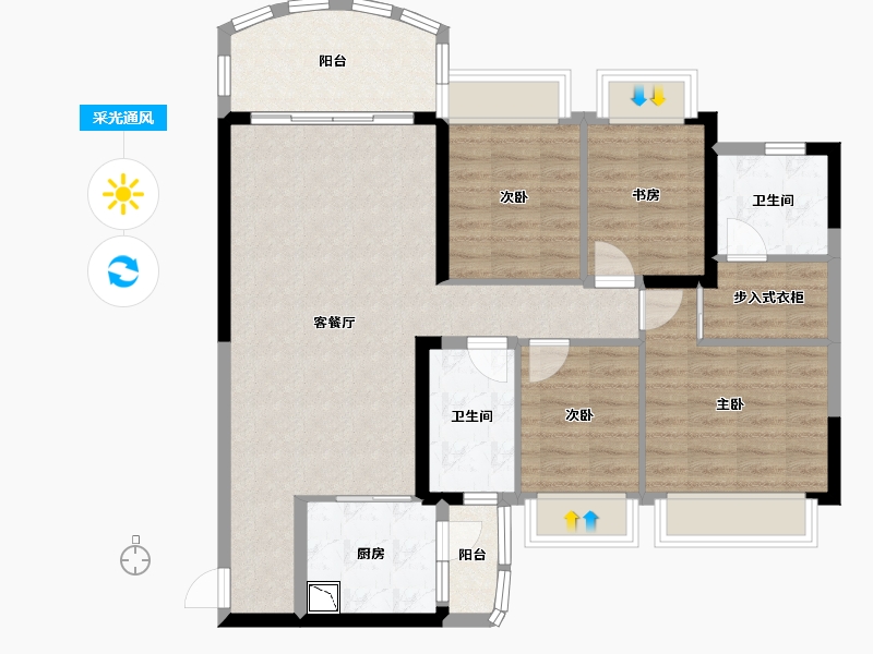 四川省-德阳市-恒大翡翠湾-98.95-户型库-采光通风