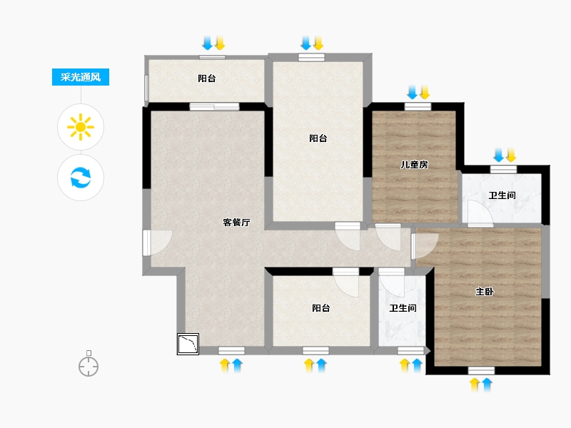 广西壮族自治区-北海市-观海一品三期-83.35-户型库-采光通风