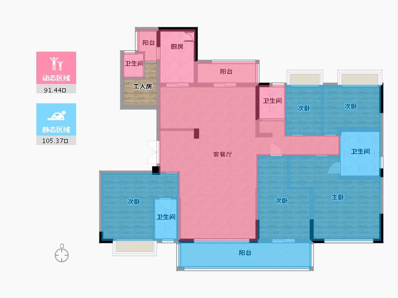 四川省-内江市-碧桂园·铂悦府-182.59-户型库-动静分区