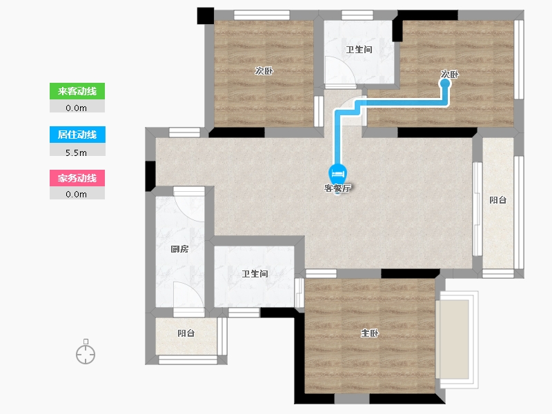 四川省-内江市-阳光天麓-65.27-户型库-动静线