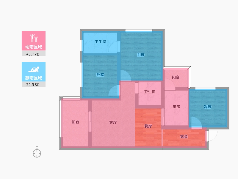 四川省-南充市-西充阳光公园学府-66.84-户型库-动静分区