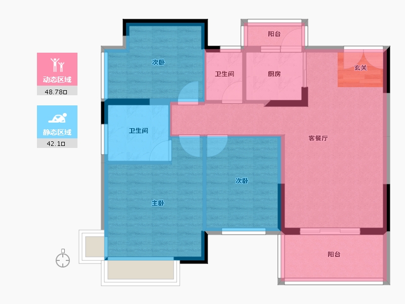 广东省-揭阳市-揭阳幸福城-81.42-户型库-动静分区