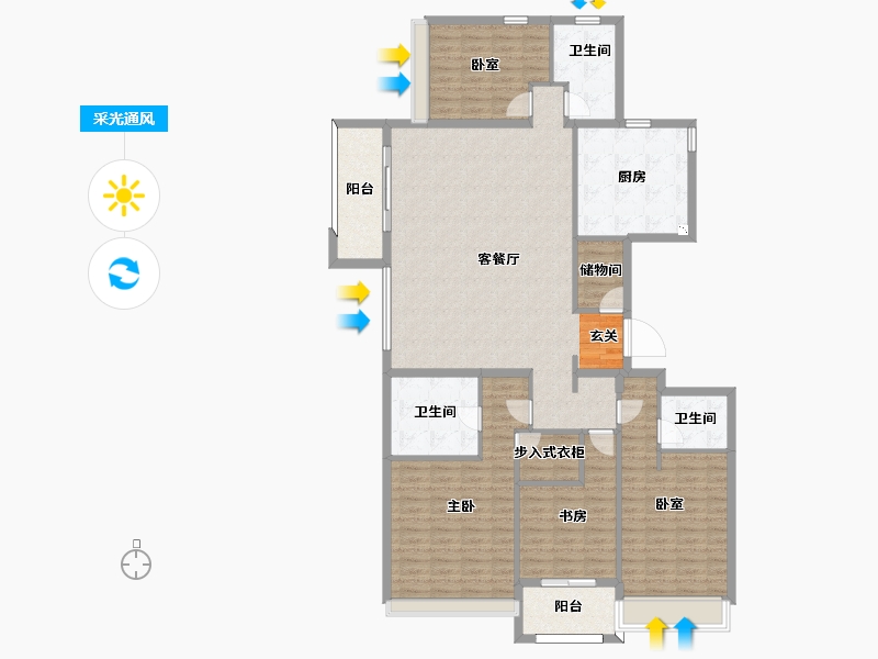 浙江省-杭州市-富力十号-153.00-户型库-采光通风