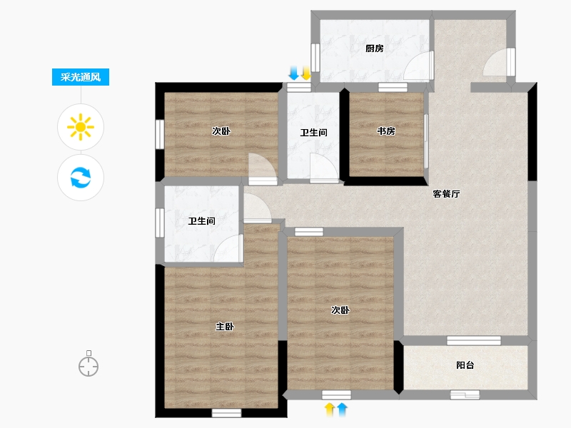 广西壮族自治区-北海市-观海一品三期-87.94-户型库-采光通风