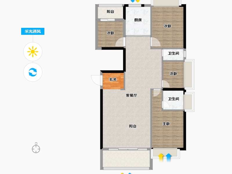 广东省-揭阳市-玉溪华庭-118.32-户型库-采光通风