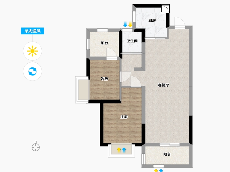 广西壮族自治区-北海市-碧桂园海上时光-63.21-户型库-采光通风