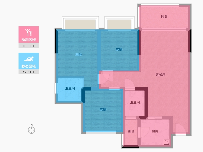 四川省-内江市-阳光天麓-73.40-户型库-动静分区