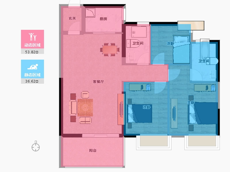 广西壮族自治区-南宁市-万丰新新江湖-81.29-户型库-动静分区