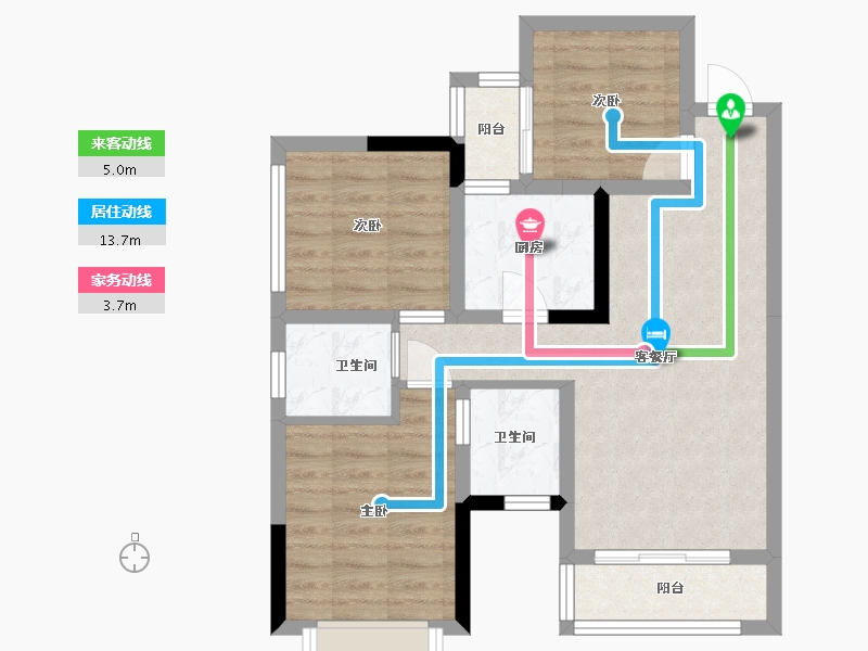 四川省-内江市-阳光天麓-66.88-户型库-动静线