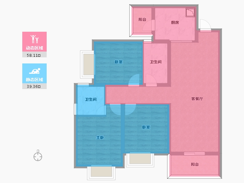 四川省-南充市-中南尚景阅住宅-86.00-户型库-动静分区