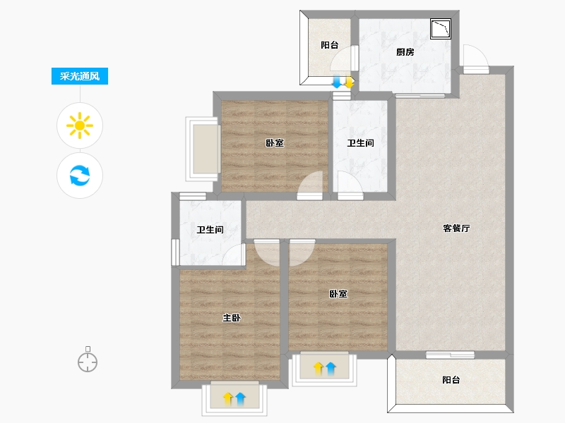 四川省-南充市-中南尚景阅住宅-86.00-户型库-采光通风