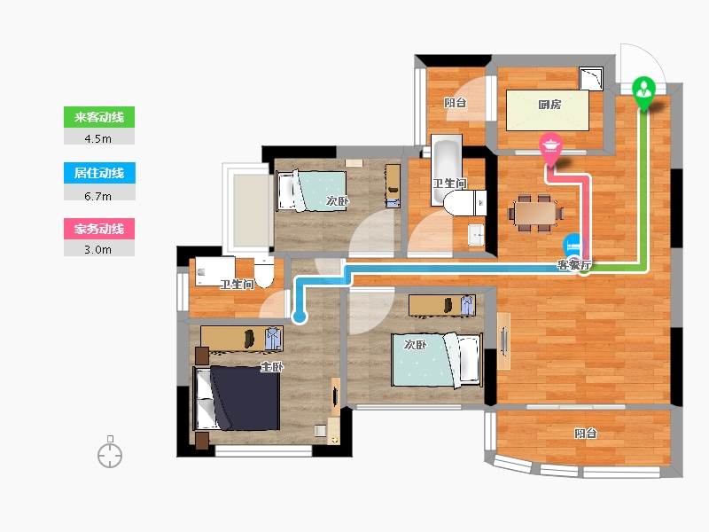 四川省-德阳市-恒大翡翠湾-60.95-户型库-动静线