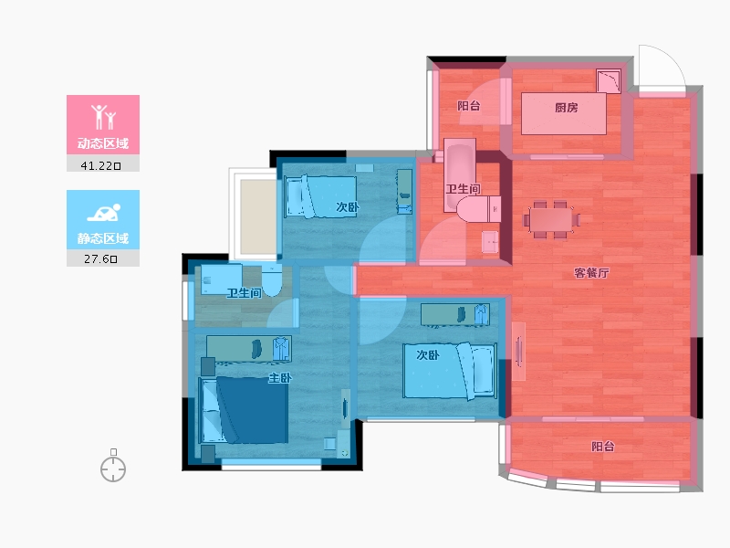 四川省-德阳市-恒大翡翠湾-60.95-户型库-动静分区