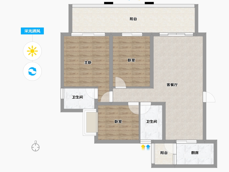 四川省-南充市-鸿华御府-94.07-户型库-采光通风