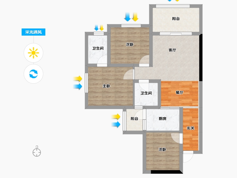 四川省-南充市-西充阳光公园学府-70.48-户型库-采光通风