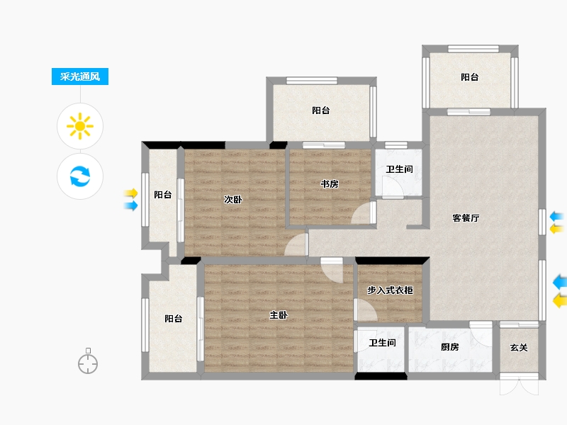 海南省-三亚市-中和龙沐湾-117.06-户型库-采光通风