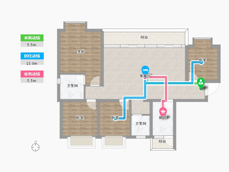 四川省-泸州市-众城繁华里-96.96-户型库-动静线