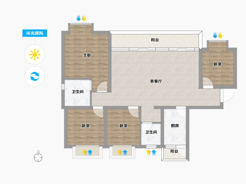 四川省-泸州市-众城繁华里-96.96-户型库-采光通风