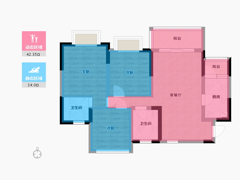 四川省-内江市-和喜御景台-66.45-户型库-动静分区