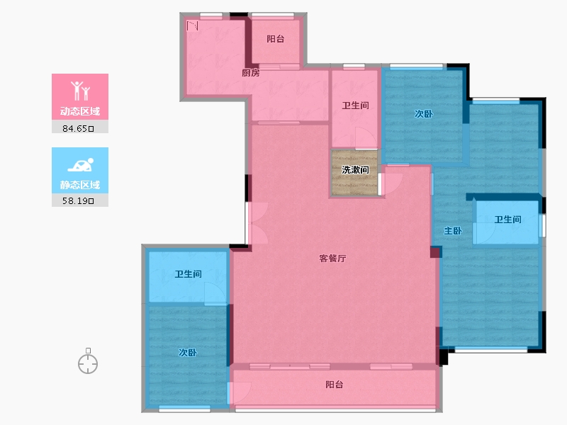 四川省-内江市-兆信・锦巷府-131.56-户型库-动静分区