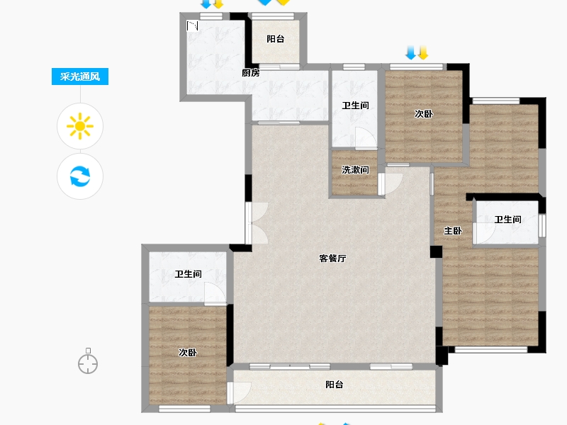 四川省-内江市-兆信・锦巷府-131.56-户型库-采光通风