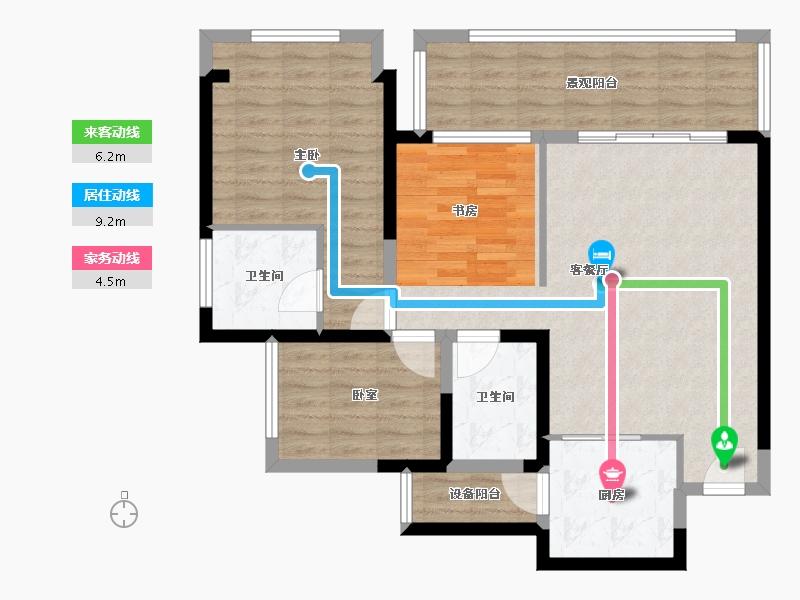 四川省-宜宾市-华侨城三江口CBD-95.37-户型库-动静线