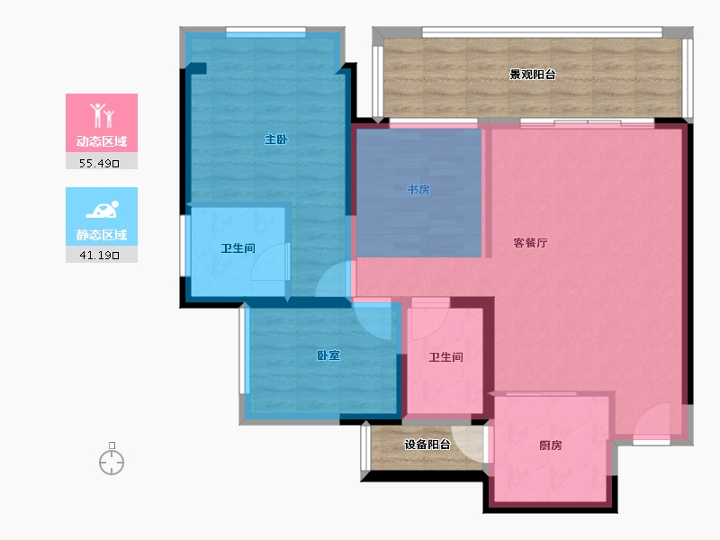 四川省-宜宾市-华侨城三江口CBD-95.37-户型库-动静分区