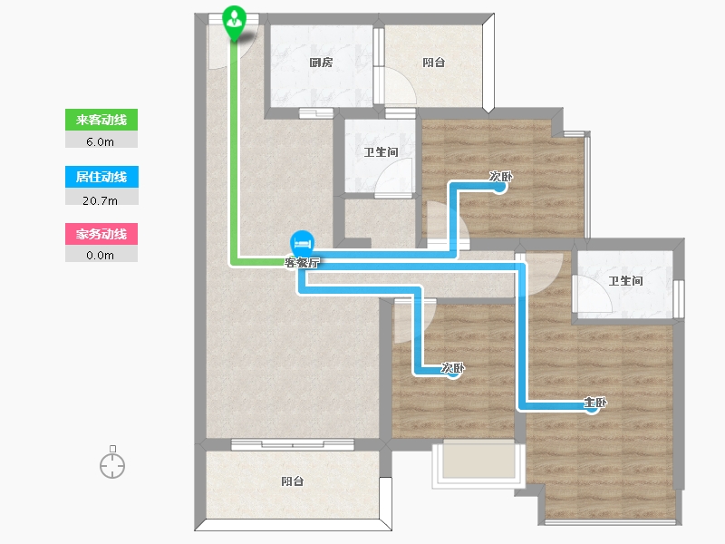 四川省-泸州市-众城繁华里-82.61-户型库-动静线