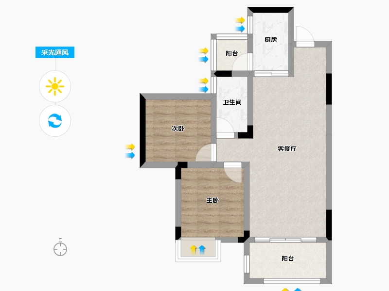 广西壮族自治区-桂林市-彰泰阳朔十里春风-59.46-户型库-采光通风