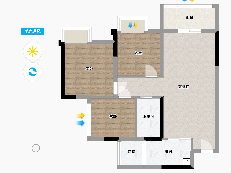 四川省-内江市-邦泰大观府-69.50-户型库-采光通风