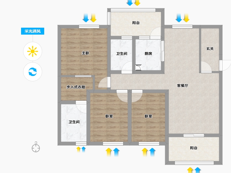 四川省-南充市-富春山居-95.87-户型库-采光通风