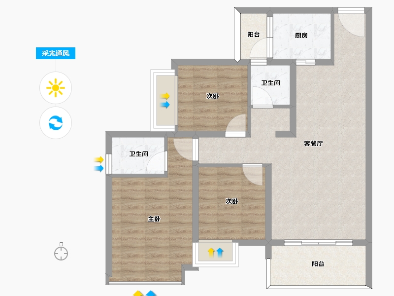 四川省-泸州市-众城繁华里-79.80-户型库-采光通风